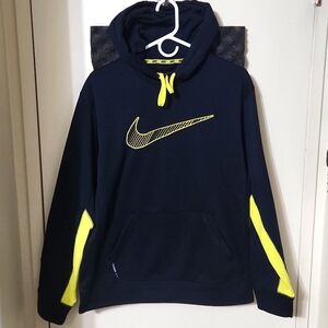 Nike Embroidered Big Swoosh Therma Fit Pull Over Neon Hoodie Sweater